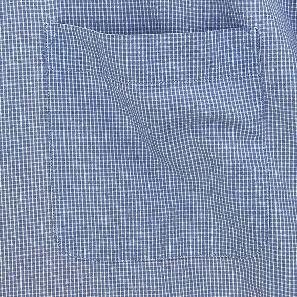 Nautica Shirt Mens 18 Blue Check Button Up Long Sleeve Casual Cotton Collared - Picture 5 of 11
